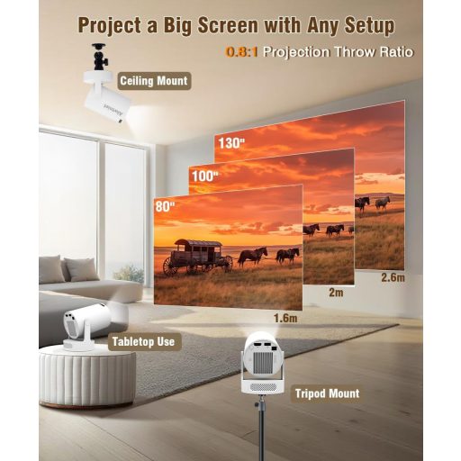 Alwtniet Mini Projektor 4K Wi-Fi 6 Bluetooth 5.4 Hordozható Otthoni Kültéri