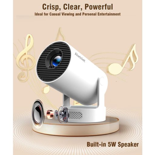 Alwtniet Mini Projektor 4K Wi-Fi 6 Bluetooth 5.4 Hordozható Otthoni Kültéri