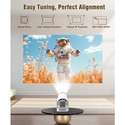 Alwtniet Mini Projektor 4K Wi-Fi 6 Bluetooth 5.4 Hordozható Otthoni Kültéri