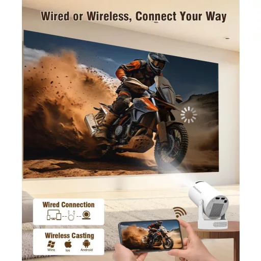 Mini projektor Alwtniet 4K Wi-Fi 6 Bluetooth 5.4, prenosný na domáce aj vonkajšie použitie
