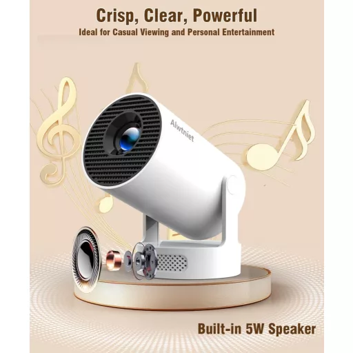 Mini projektor Alwtniet 4K Wi-Fi 6 Bluetooth 5.4, prenosný na domáce aj vonkajšie použitie