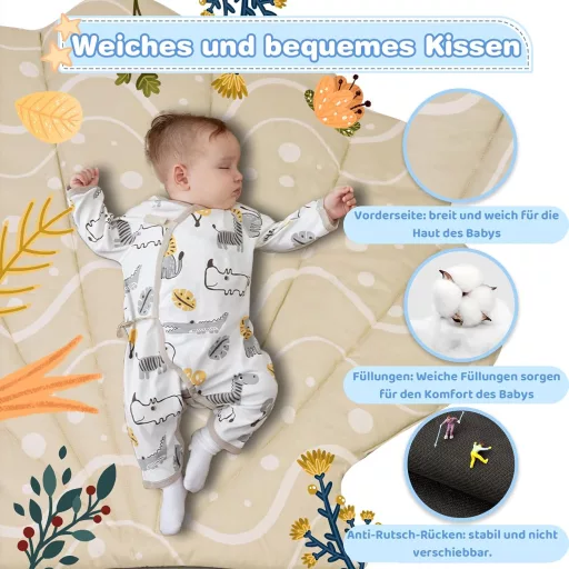 Suihuooo Kagylós Játszószőnyeg Babáknak - Bézs Játszóív 6 Levehető Játékkal, Korai Érzékszervi Fejlesztés Újszülötteknek és Kisgyermekeknek