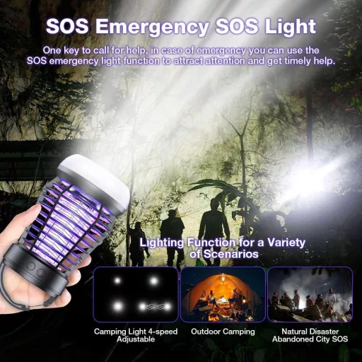 Capcană electrică pentru insecte AOOWU cu UV LED pentru țânțari și muște, 2000V