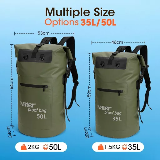 WELDUN 35L/50L vodootporni ruksak s rolo zatvaranjem i IPX8 vodootpornom futrolom za telefon, za kajak, kanu, kampiranje i planinarenje
