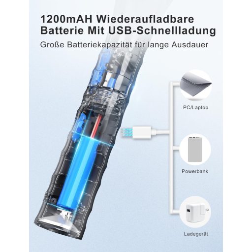 AROEVE Elektromos Légyfogó 4000V USB Töltéssel LED Lámpával Háromrétegű Védőhálóval