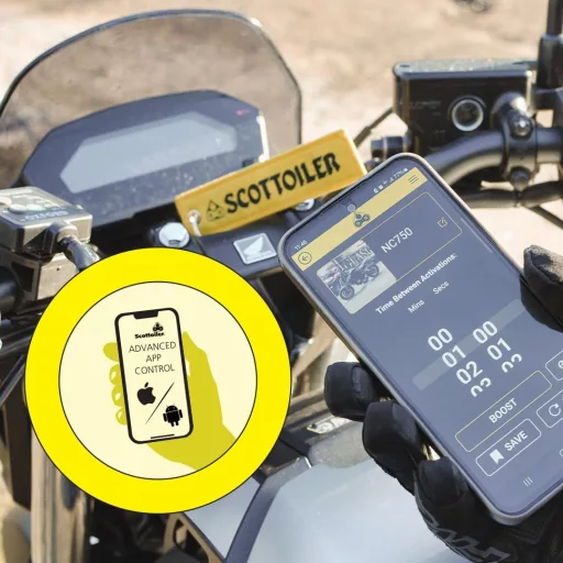 Scottoiler xSystem 3.0+ Elektronikus Lánckenő Bluetooth Vezérléssel Biodegradábilis Olajjal