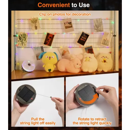 Lampă solară de camping Orbecco, 12m, portabilă, cu 13 moduri, USB, IP45