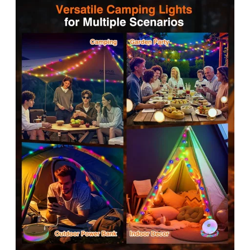 Lampă solară de camping Orbecco, 12m, portabilă, cu 13 moduri, USB, IP45