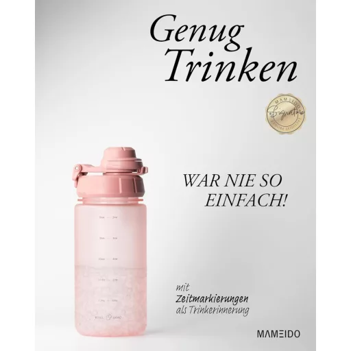 MAMEIDO 500ml Dječja Boca sa Slamkom, Tritan Materijal, Nepropusna, Bez BPA, Flamingo Ružičasta
