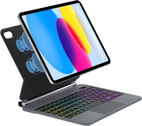 Husă cu tastatură FOGARI pentru iPad generația 10/11, 10.9/11 inch - QWERTZ Layout German, cu Touchpad, Suport Magnetic, Negru