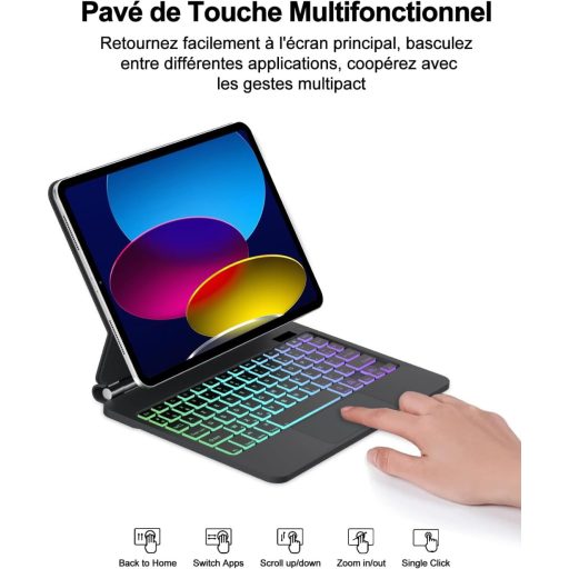 FOGARI iPad A16 11" Billentyűzet Touchpad-dal, Mágneses Rögzítés, 7 Szín Háttérvilágítás