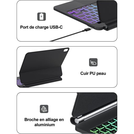 FOGARI iPad A16 11" Billentyűzet Touchpad-dal, Mágneses Rögzítés, 7 Szín Háttérvilágítás