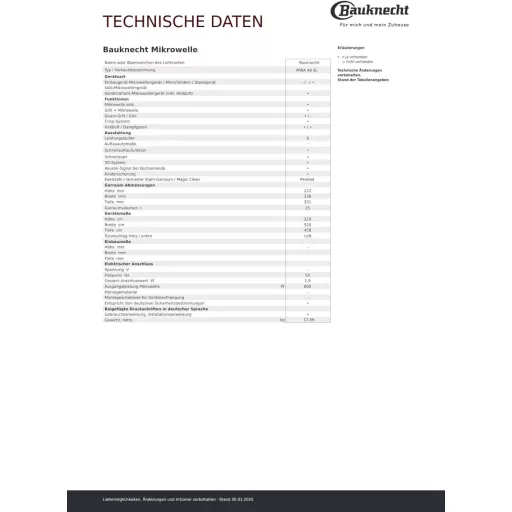 Cuptor cu microunde Bauknecht MWA 49 SL 25L cu funcție de gătire la abur, sistem 3D și AutoClean