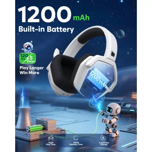 NUBWO G06 Pro Wireless Gaming Headset PS5 50mm, 120 órás akkumulátor, töltőállomás