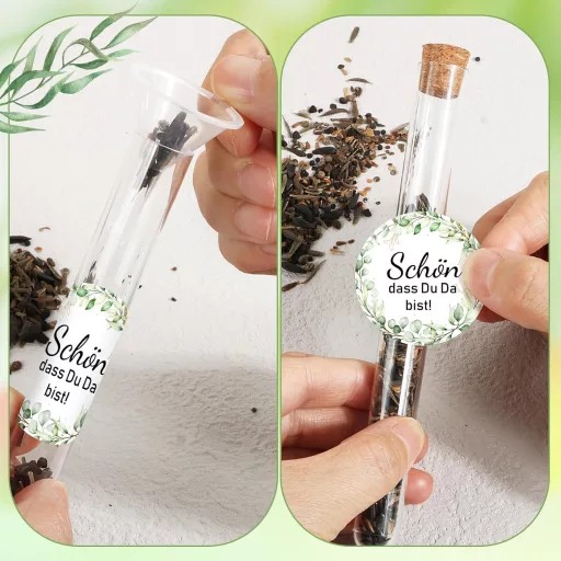 BOFUNX Üvegcsék Partyajándék 50db Dugóval és Matricákkal Esküvőre Keresztelőre