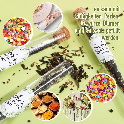 BOFUNX Üvegcsék Partyajándék 50db Dugóval és Matricákkal Esküvőre Keresztelőre