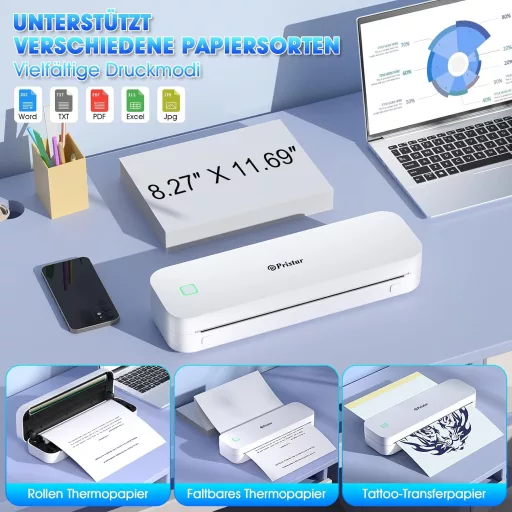 Pristar D210 A4 hordozható termál nyomtató iOS/Android/laptop kompatibilis