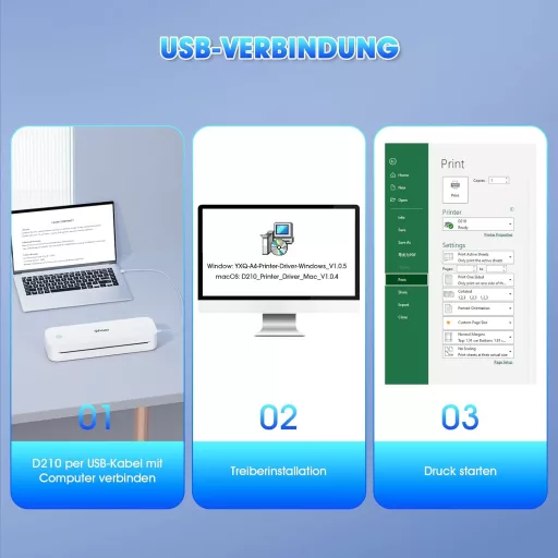 Pristar D210 A4 hordozható termál nyomtató iOS/Android/laptop kompatibilis