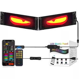   LED svetlá do auta s "zlými očami" pre nákladné autá - Bluetooth inteligentné farebné dynamické dekorácie okien s USB pripojením