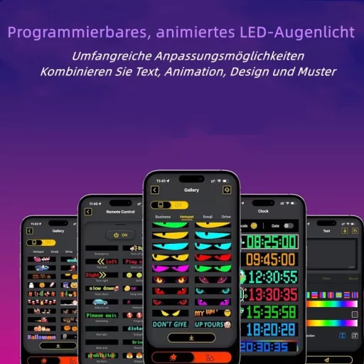 LED svetlá do auta s "zlými očami" pre nákladné autá - Bluetooth inteligentné farebné dynamické dekorácie okien s USB pripojením