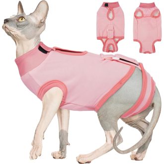   DENTRUN odjeća za mačke nakon operacije za sterilizaciju, ružičasta, prilagodljiva oko vrata, zaštita od rana