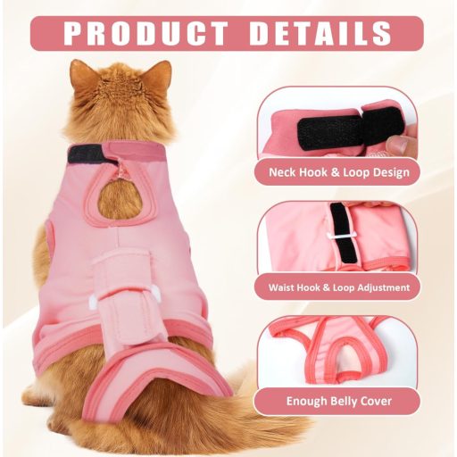 DENTRUN odjeća za mačke nakon operacije za sterilizaciju, ružičasta, prilagodljiva oko vrata, zaštita od rana