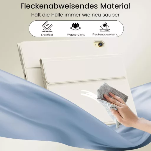 GKABXY iPad Air 11" M4/M3/M2 és 10.9" mágneses billentyűzetes tok krém fehér