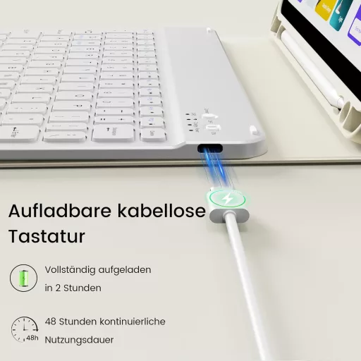 GKABXY iPad Air 11" M4/M3/M2 és 10.9" mágneses billentyűzetes tok krém fehér