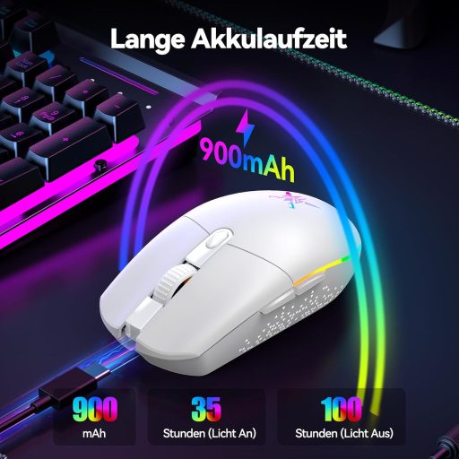 TECKNET Wireless Gaming Egér RGB 2.4G 8000 DPI Újratölthető Ultralight