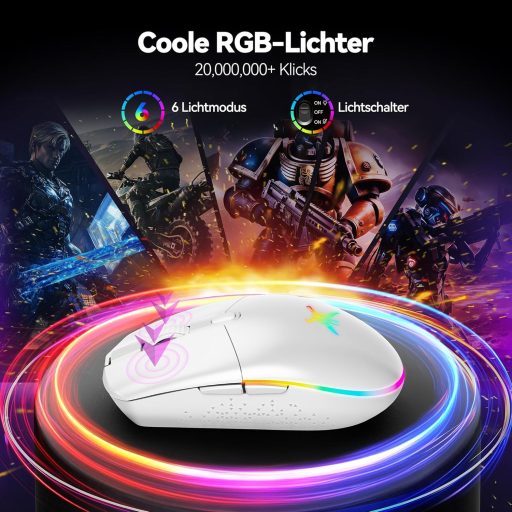 Mouse Gaming Wireless TECKNET RGB 2.4G 8000 DPI Reîncărcabil Ultralight