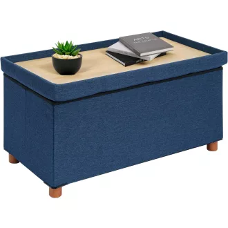   Bonlife Tárrolós Pad Kék 76x38x38cm Összecsukható Tárolóláda
