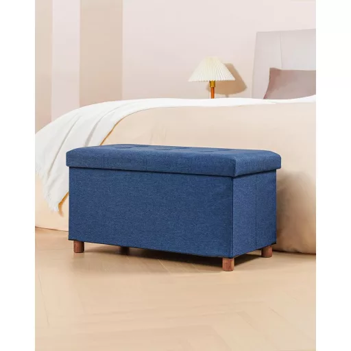 Bonlife Tárrolós Pad Kék 76x38x38cm Összecsukható Tárolóláda