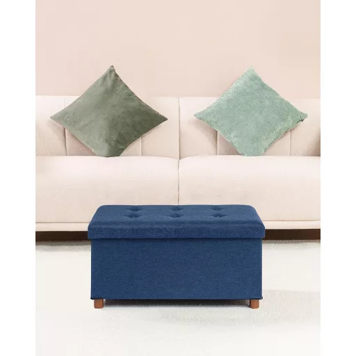 Bonlife Tárrolós Pad Kék 76x38x38cm Összecsukható Tárolóláda