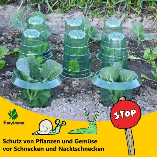 Emyimom Slimačie krúžky 10ks - Chemicky neupravovaný Odpudzovač slimákov, Ochranné krúžky pre sadenice a zeleninu - Recyklovaný plast, 24cm Ochrana rastlín