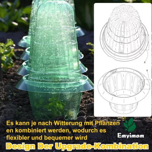 Emyimom Slimačie krúžky 10ks - Chemicky neupravovaný Odpudzovač slimákov, Ochranné krúžky pre sadenice a zeleninu - Recyklovaný plast, 24cm Ochrana rastlín