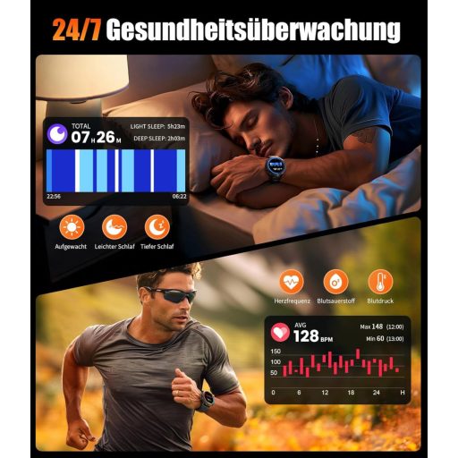 LIGE Smartwatch 1.73" AMOLED Kijelző, 110+ Sportmód, IP68 Vízálló, Pulzus- és Alvásmonitor