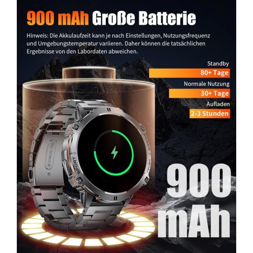 LIGE Smartwatch 1.73" AMOLED Kijelző, 110+ Sportmód, IP68 Vízálló, Pulzus- és Alvásmonitor