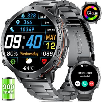   Ceas Inteligent LIGE Bărbați, Ecran AMOLED 1.73", Peste 110 Moduri Sport, Rezistent la Apă IP68