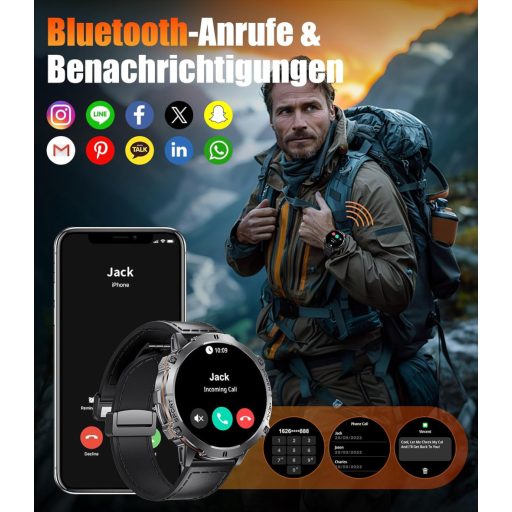 LIGE Smartwatch Férfi Okosóra 1.73" AMOLED Kijelző 110+ Sportmód IP68 Vízálló Pulzusmérő