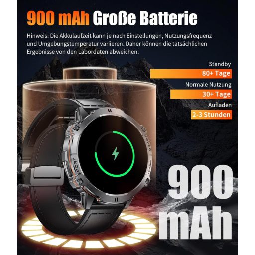 LIGE Smartwatch Férfi Okosóra 1.73" AMOLED Kijelző 110+ Sportmód IP68 Vízálló Pulzusmérő