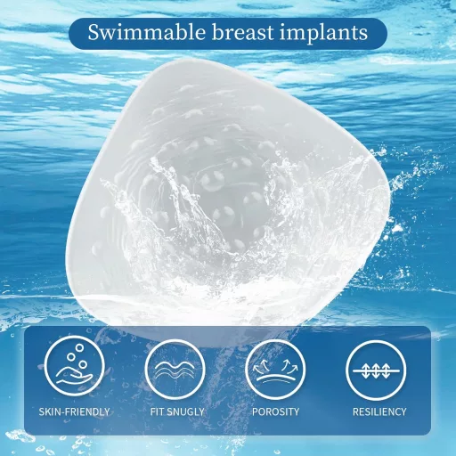 Proteză mamară din silicon ONEFENG pentru înot, masaj, inserție de sutien concavă pentru femei - 6#(340g/cupa B+), Transparent