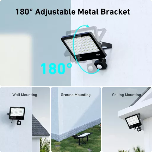 LAMLAMCK 50W LED Mozgásérzékelős Reflektor 5000LM 6500K Hideg Fehér IP66 Vízálló Kültéri Lámpa 2db