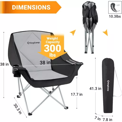 KingCamp dupla kempingszék felnőtteknek, 2 személyes összecsukható kerti szék pohártartóval