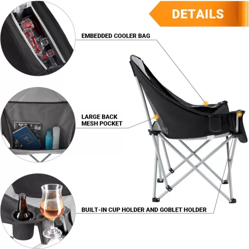 KingCamp dupla kempingszék felnőtteknek, 2 személyes összecsukható kerti szék pohártartóval