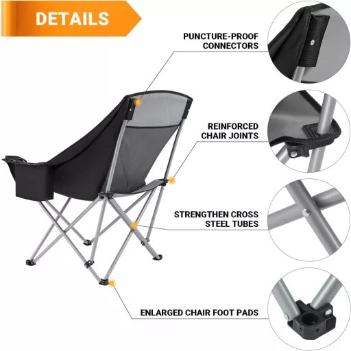 Scaun dublu de camping KingCamp pentru adulți, scaun de grădină pliabil pentru 2 persoane cu suport de pahare
