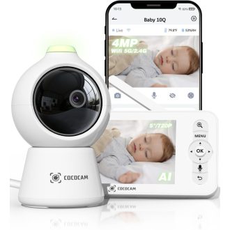   COCOCAM 2K 4MP Babamonitor 5" Kijelzővel, Wi-Fi, Éjszakai Látás és Mozgáskövetés