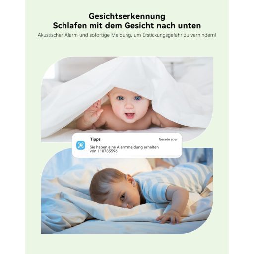 COCOCAM 2K 4MP Babamonitor 5" Kijelzővel, Wi-Fi, Éjszakai Látás és Mozgáskövetés