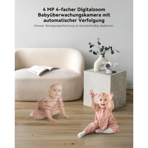 COCOCAM 2K 4MP Babamonitor 5" Kijelzővel, Wi-Fi, Éjszakai Látás és Mozgáskövetés