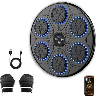   OUNAN Zenedobó Boxzsák Bluetooth-tal, Boxkesztyűvel, Reflexedzéshez és Családi Sporthoz