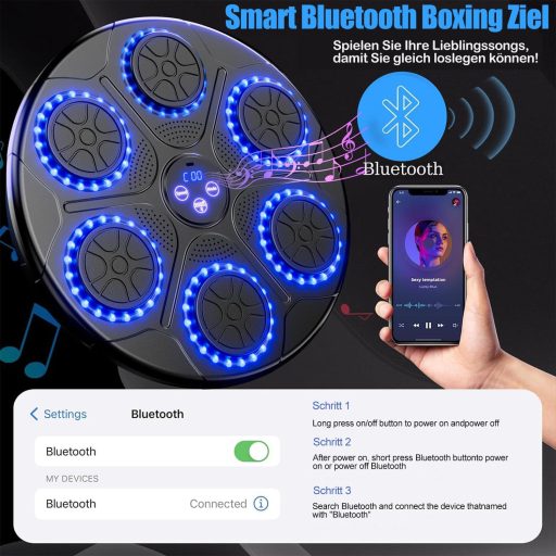 OUNAN Zenedobó Boxzsák Bluetooth-tal, Boxkesztyűvel, Reflexedzéshez és Családi Sporthoz
